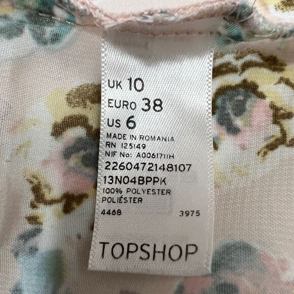 TOPSHOP Women's Pink Floral Sheer Blouse Top Size 6 - Picture 5 of 10